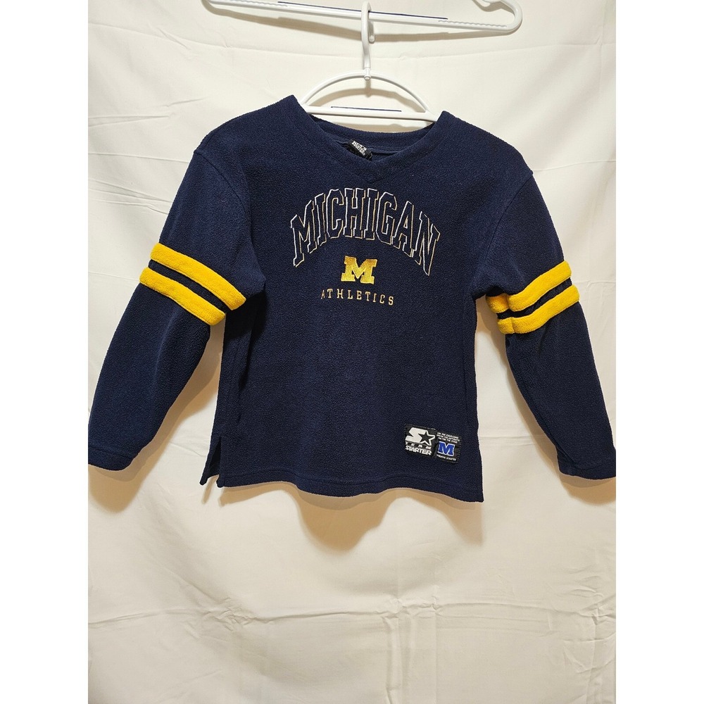 Starter Michigan Athletics Fleece‎ Pullover Sweatshirt Blue Yellow Size M